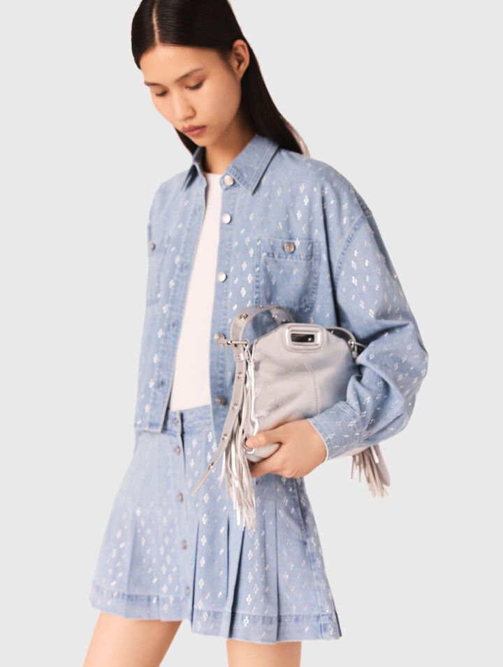 Camicia corta in jeans glitterata