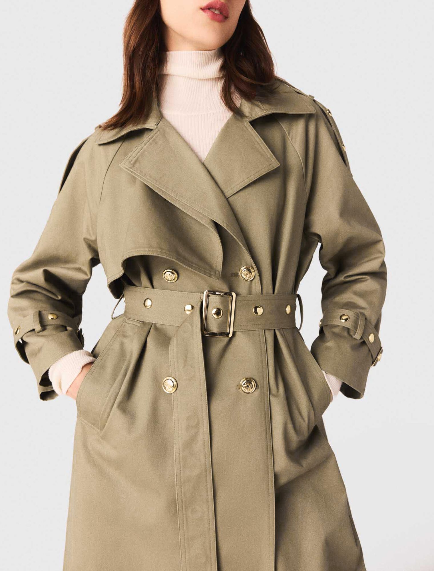 Trench borchie collo rimovibile