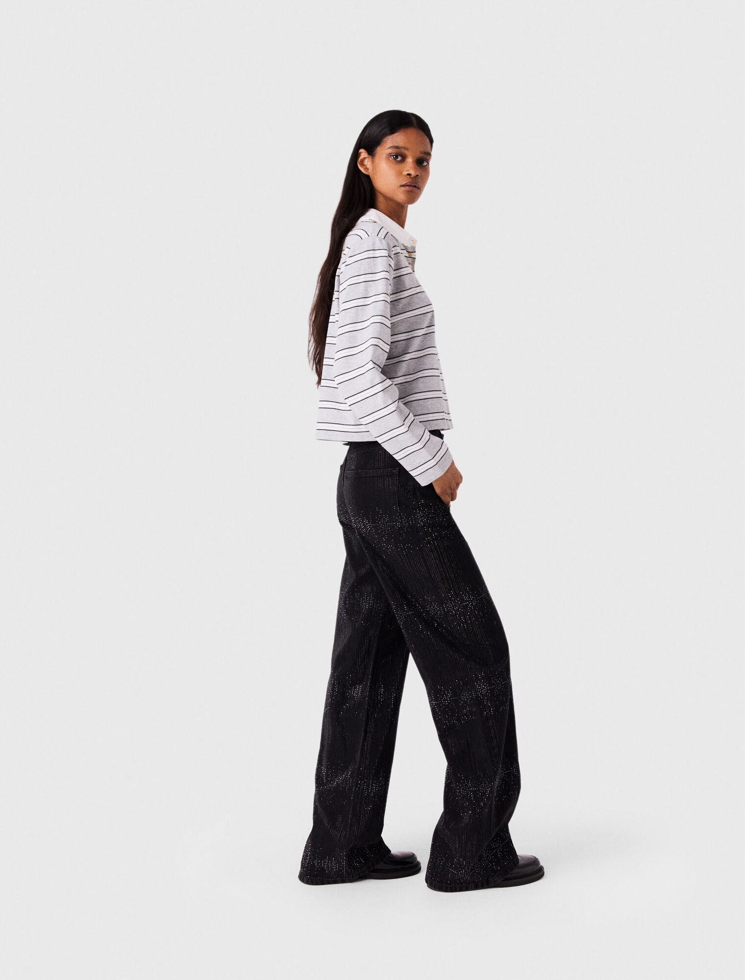 Jeans larghi con strass
