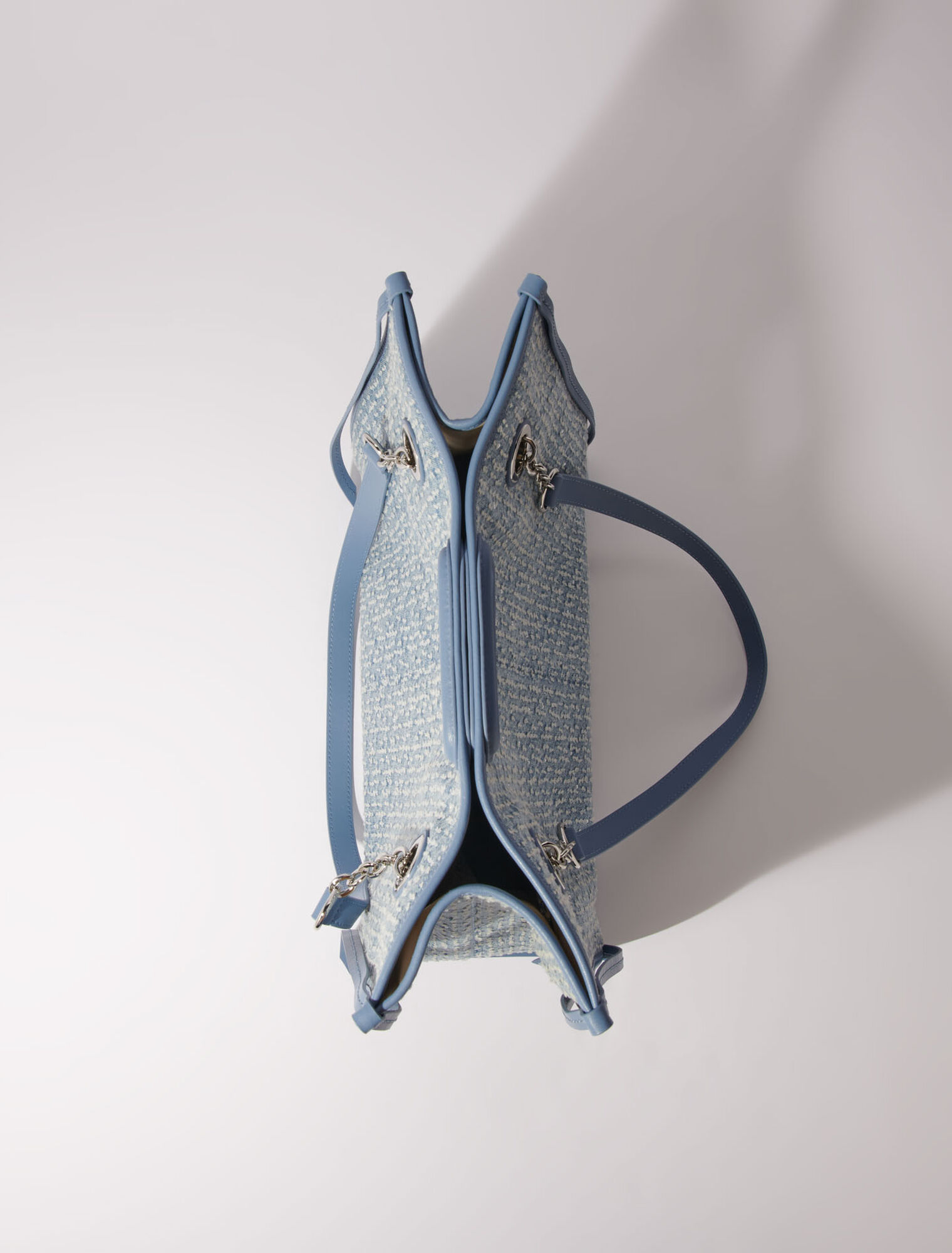 Tote bag in tela di denim e strass
