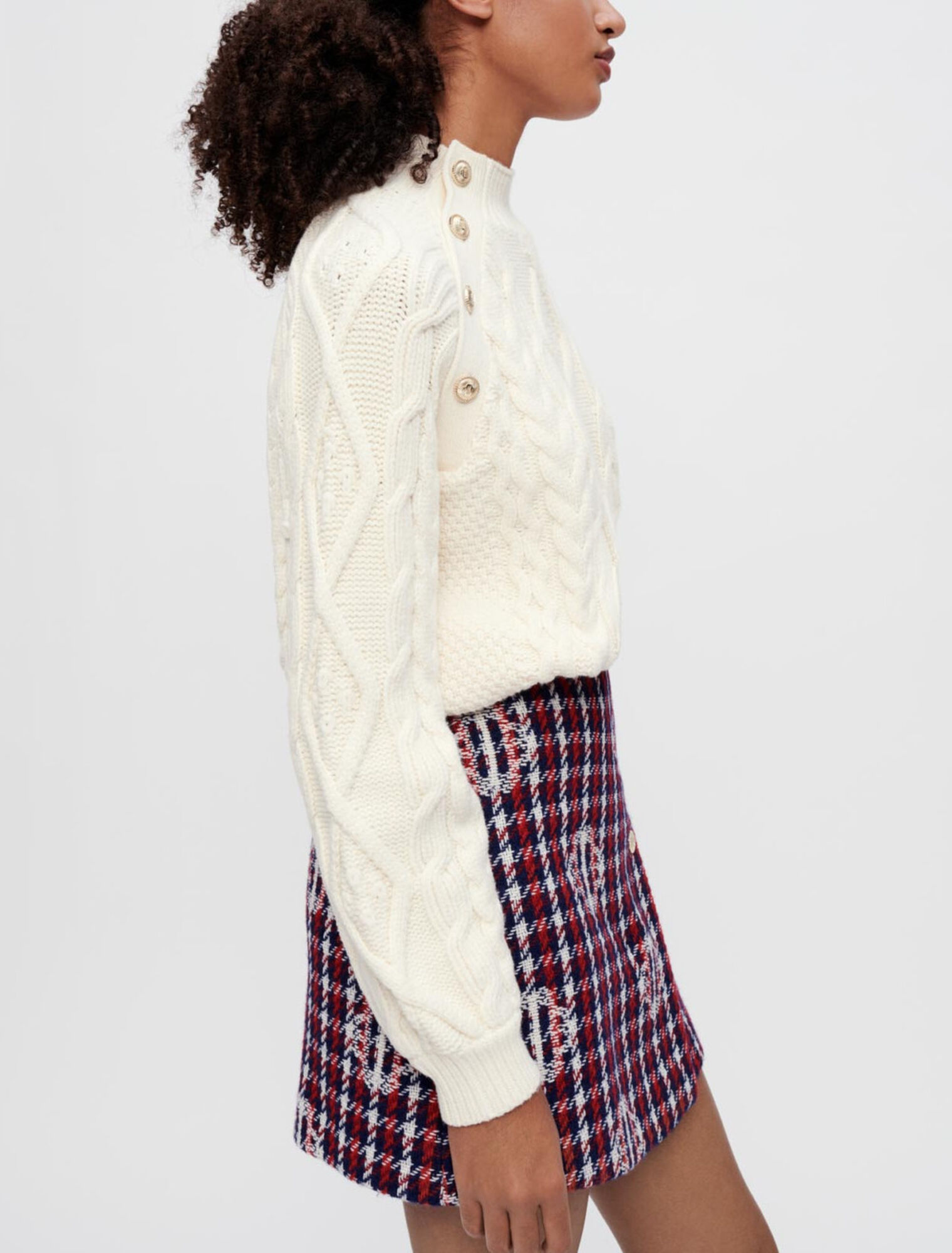 Gonna in jacquard a quadri trifoglio