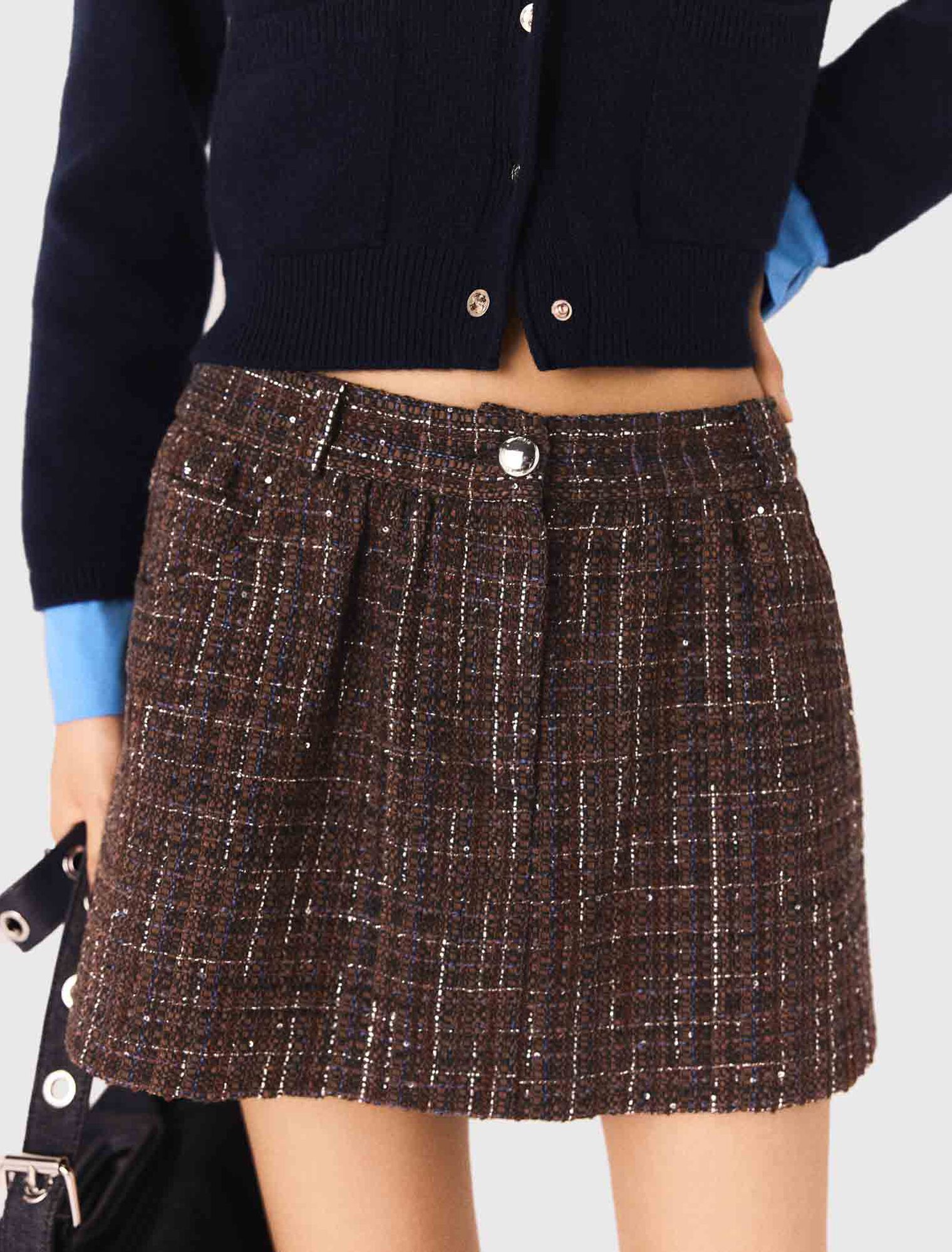 Shorts in tweed con fascia elastica
