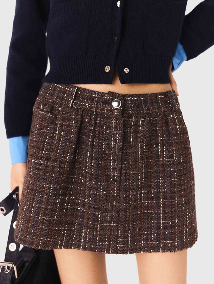 Shorts in tweed con fascia elastica