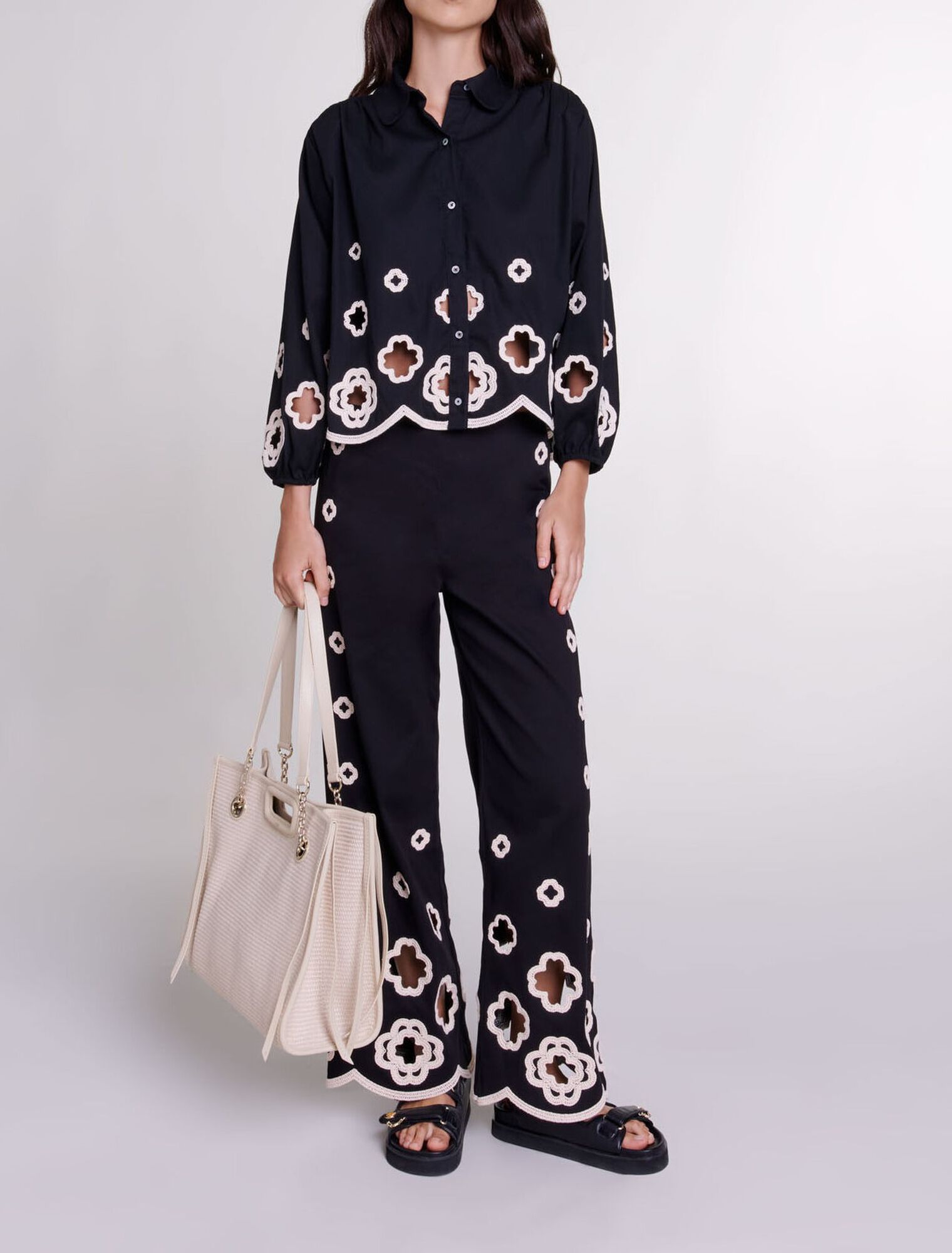 Pantaloni larghi in crochet