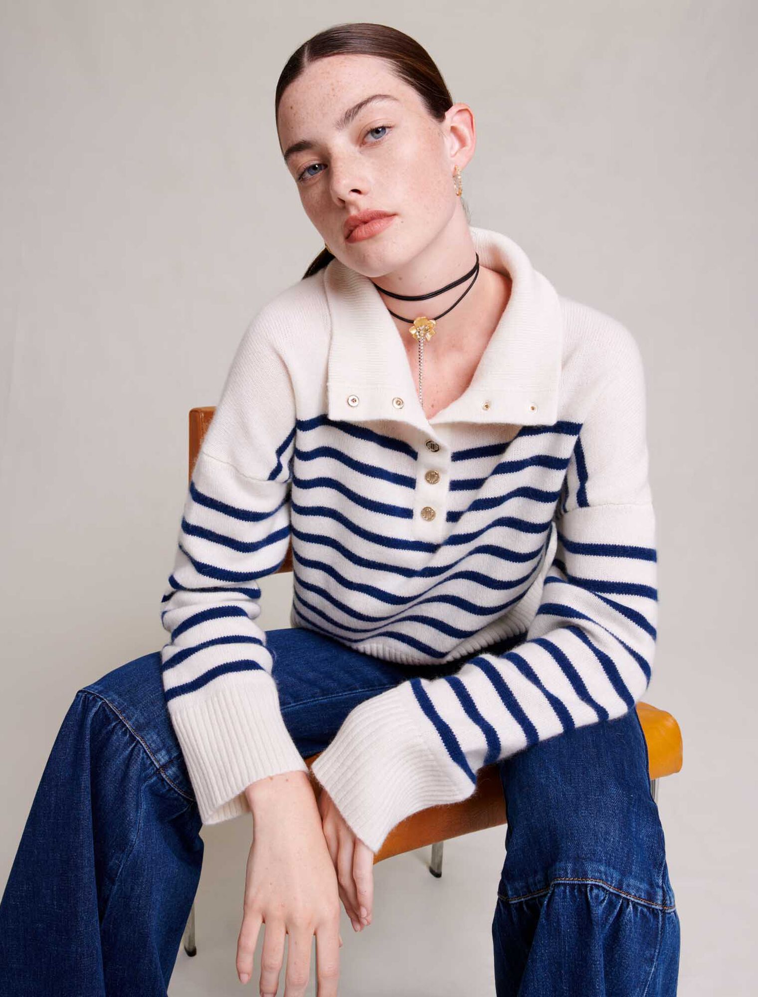 Maglione a righe in cachemire
