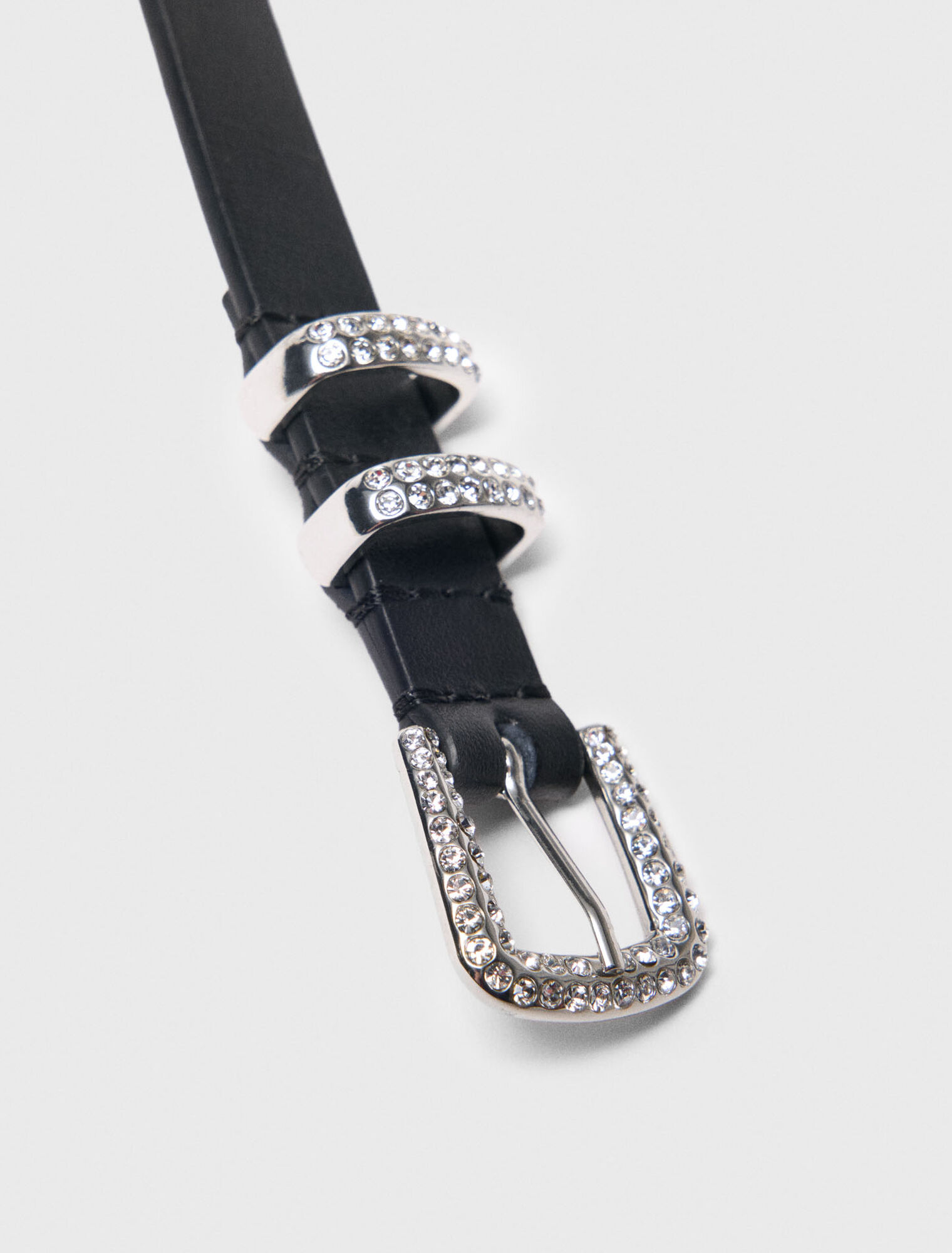 Cintura sottile con fibbia in strass