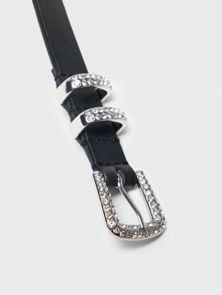 Cintura sottile con fibbia in strass