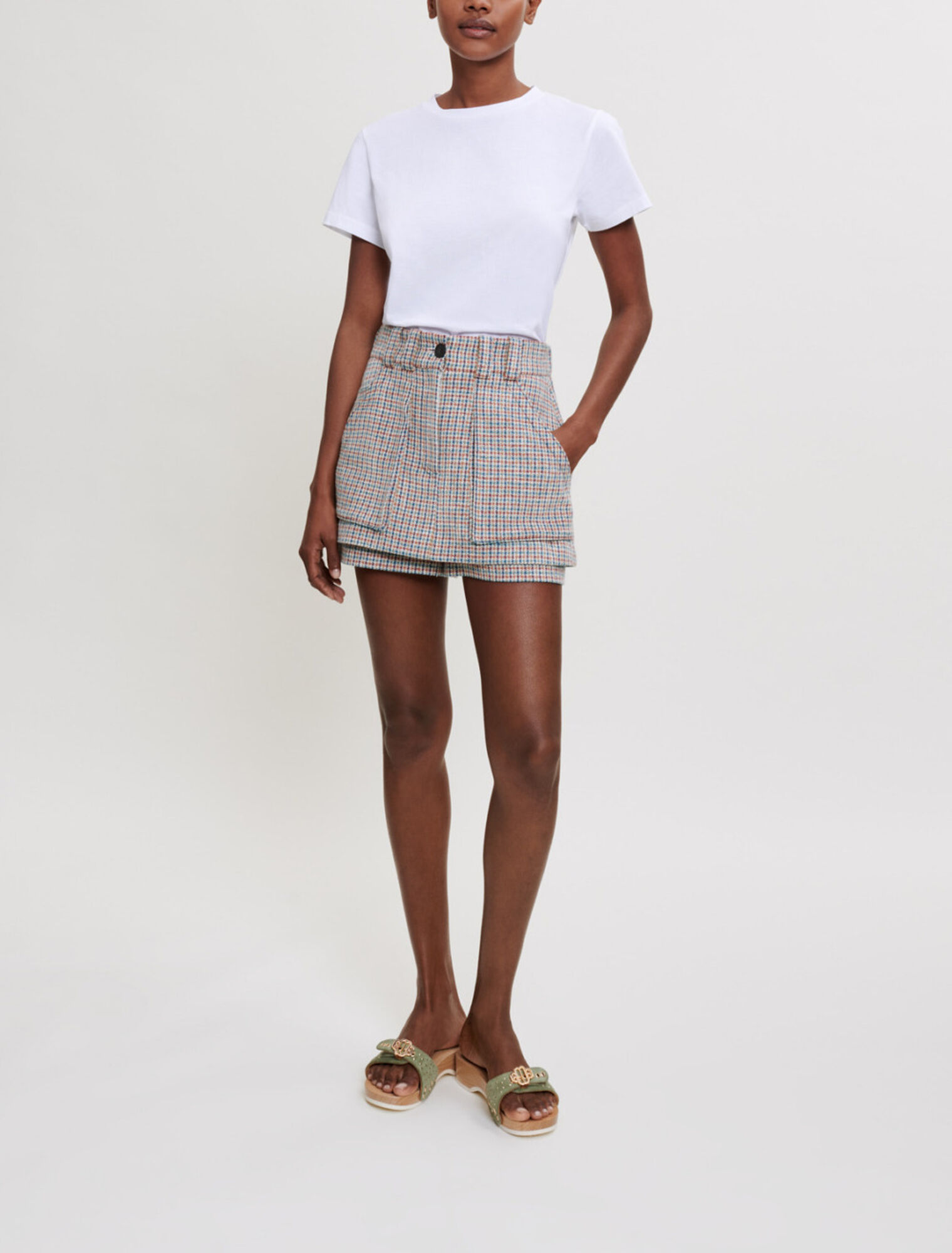 Pantalonci con motivo pied-de-poule
