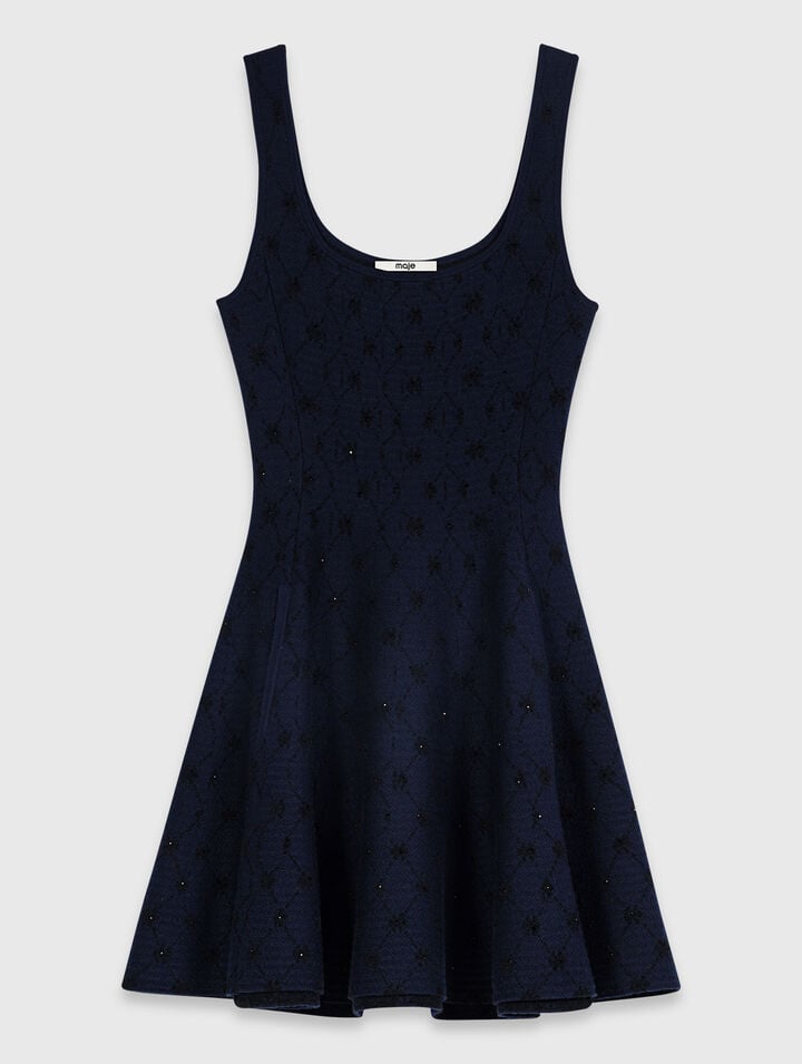 Abito corto svasato in jacquard