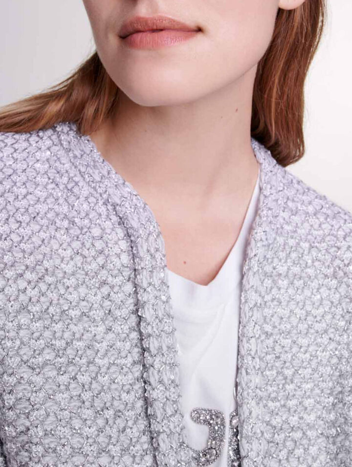 Cardigan in maglia effetto tweed