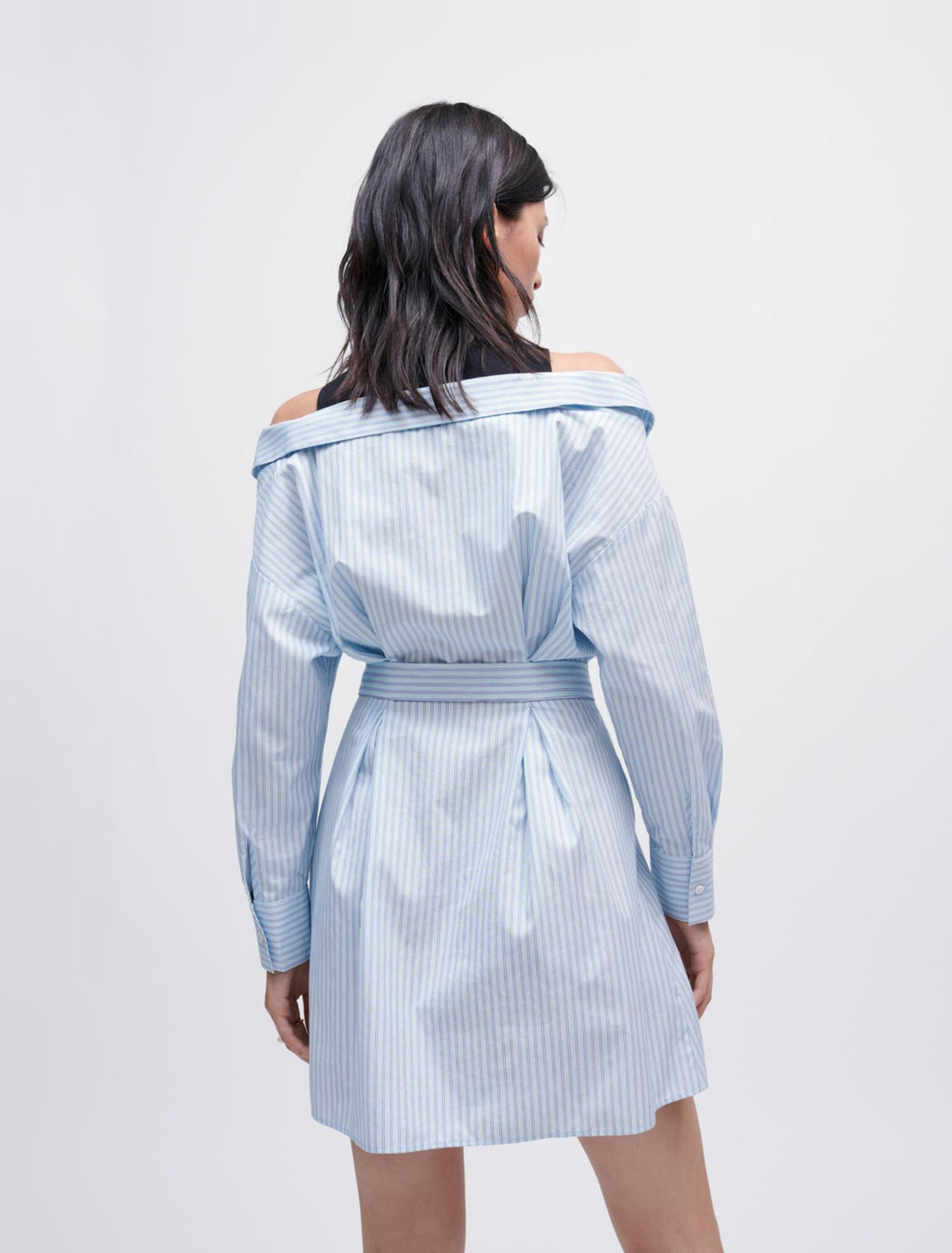 Abito camicia trompe l'oeil a righe