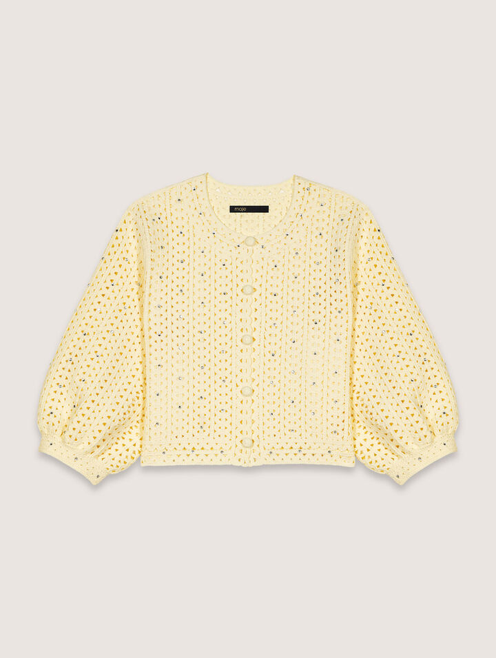 Cardigan corto crochet glitterato