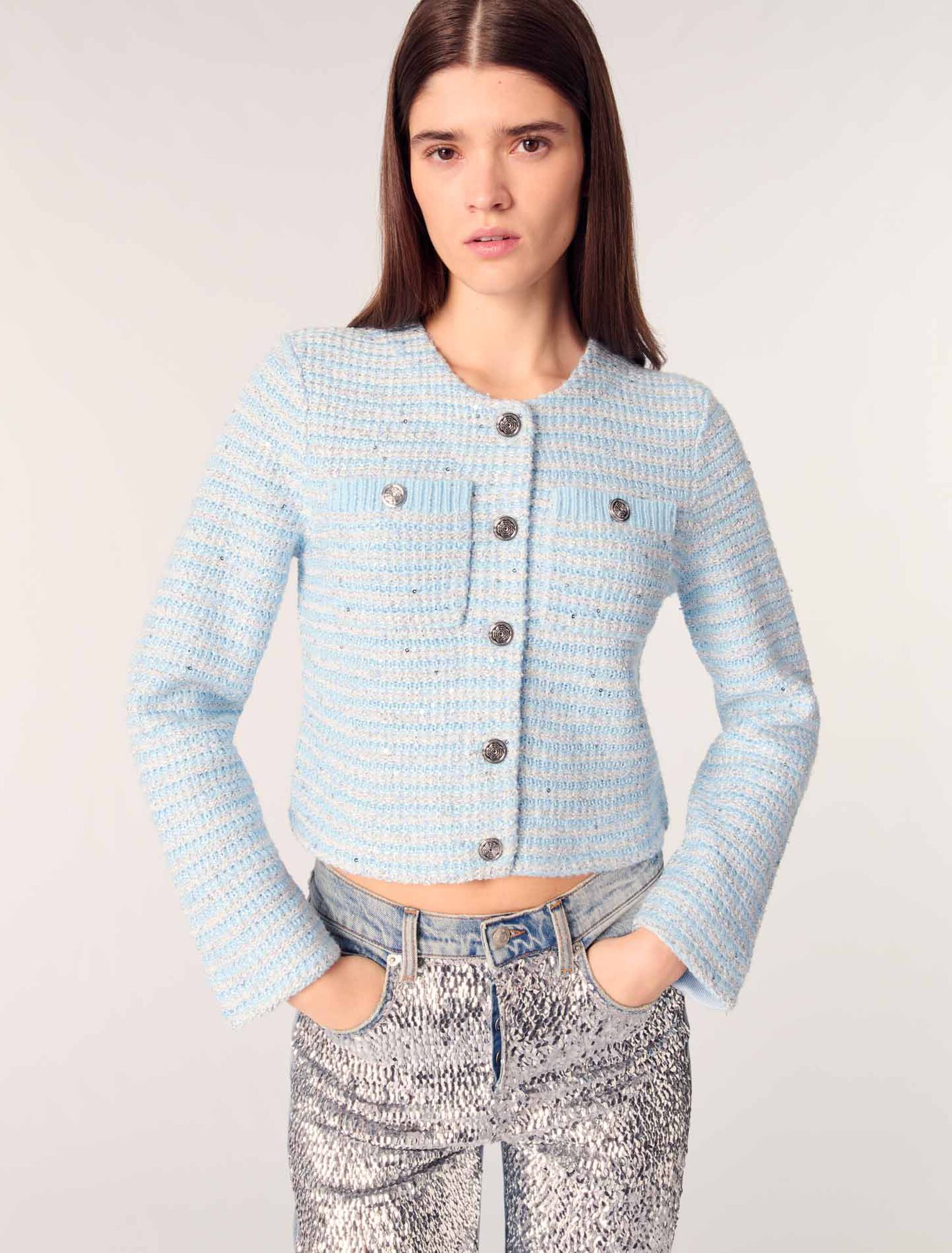 Cardigan con lustrini