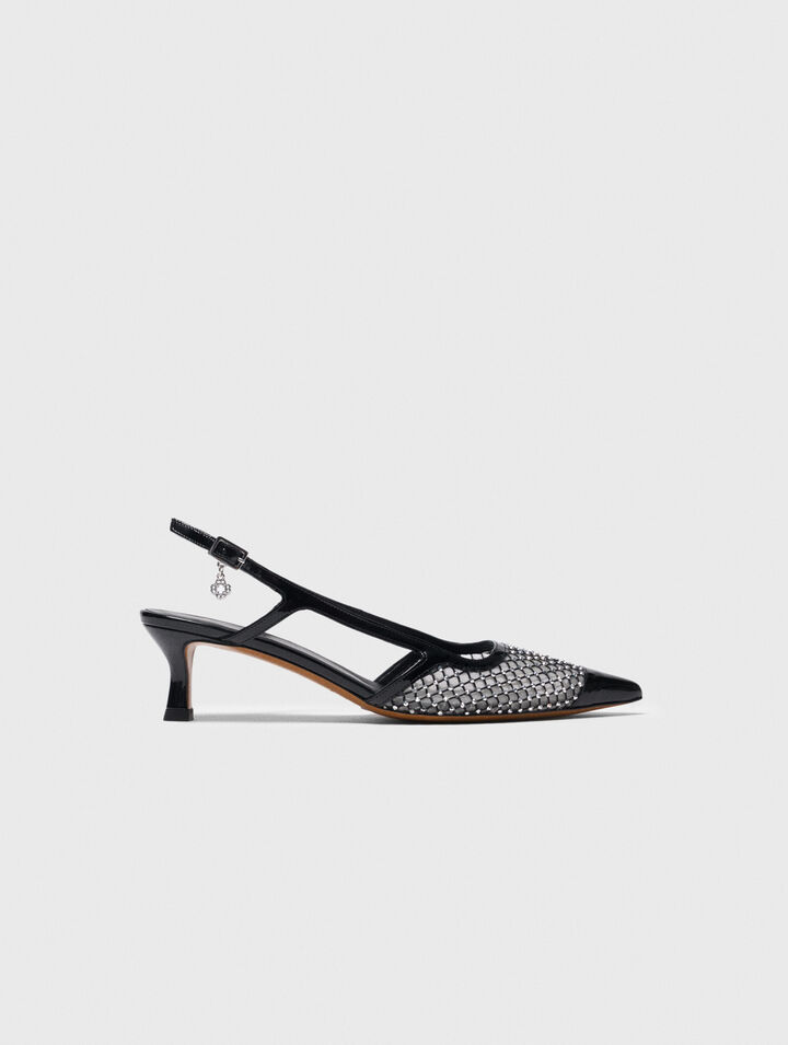 Décolleté in mesh con strass