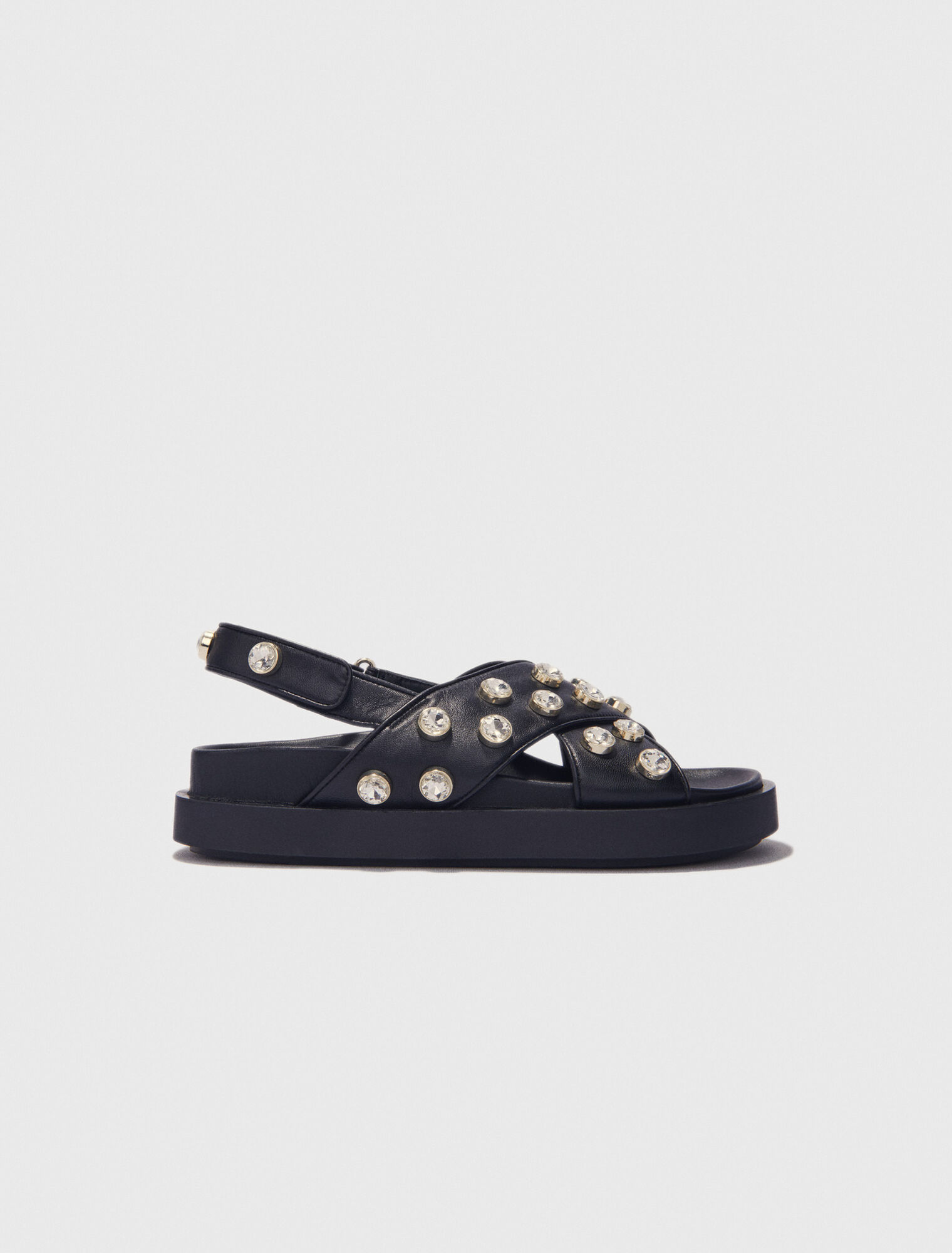 Sandali pelle e strass suola piatta