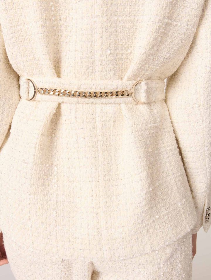 Giacca con cintura in tweed