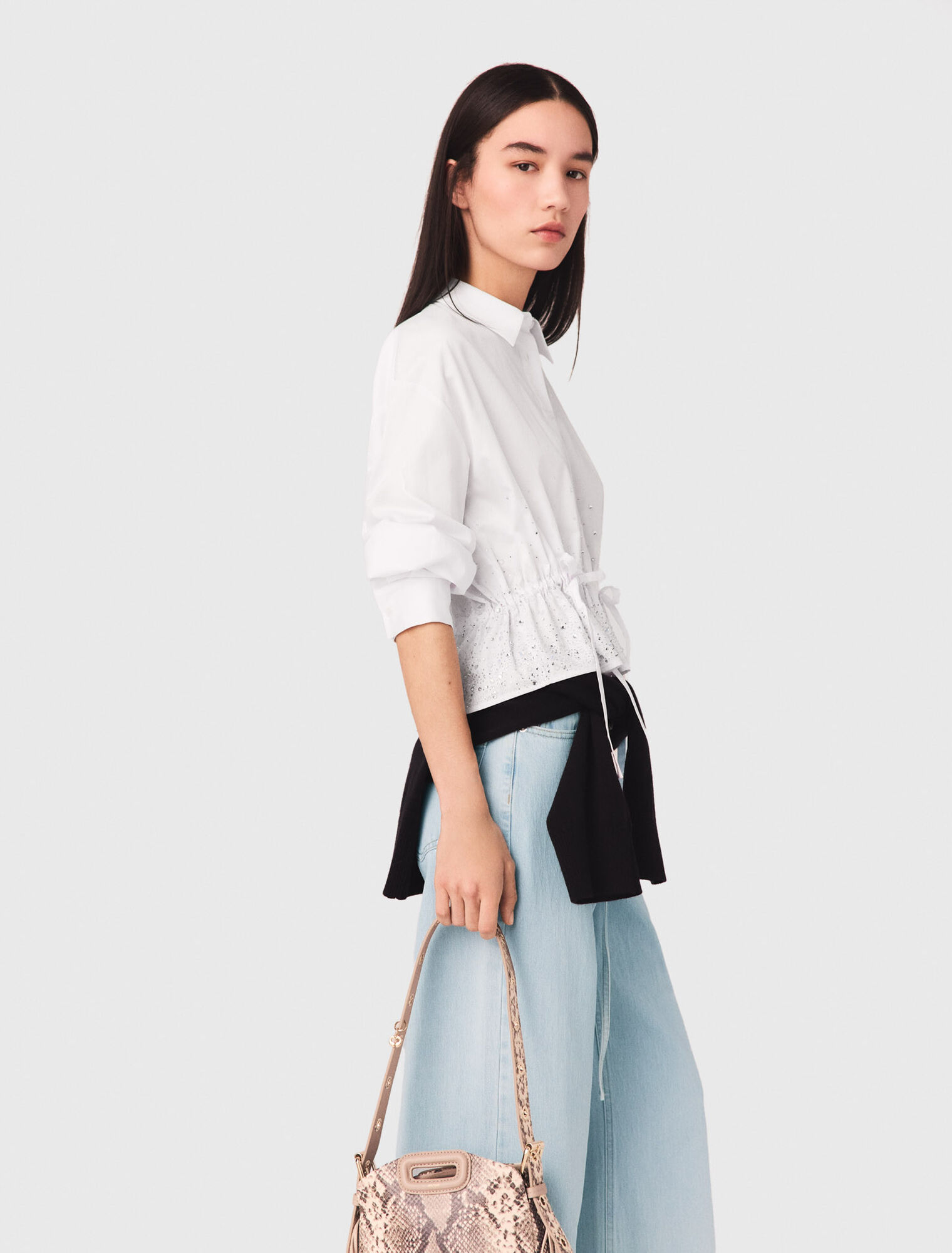 Camicia in cotone con strass