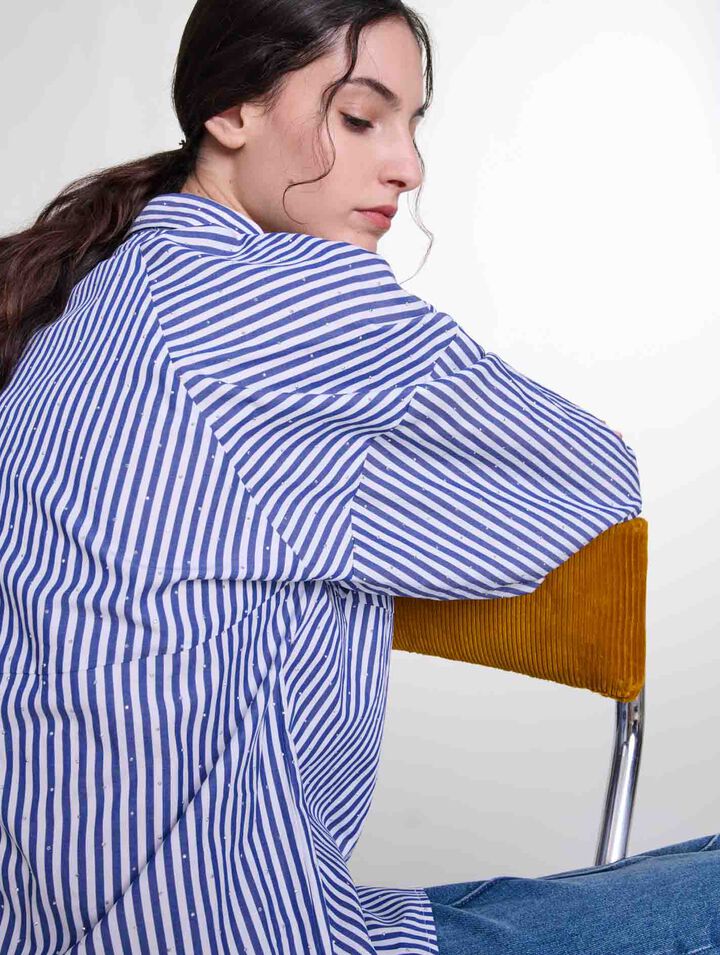 Camicia a righe con strass