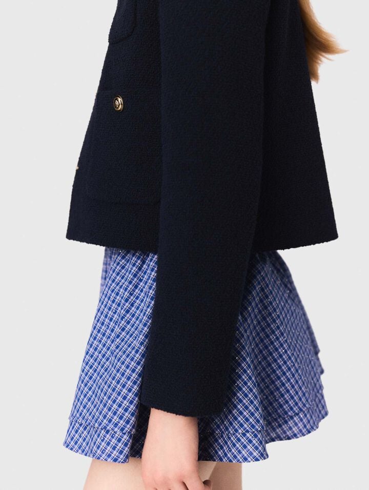 Giacca corta tweed, colletto rimov.