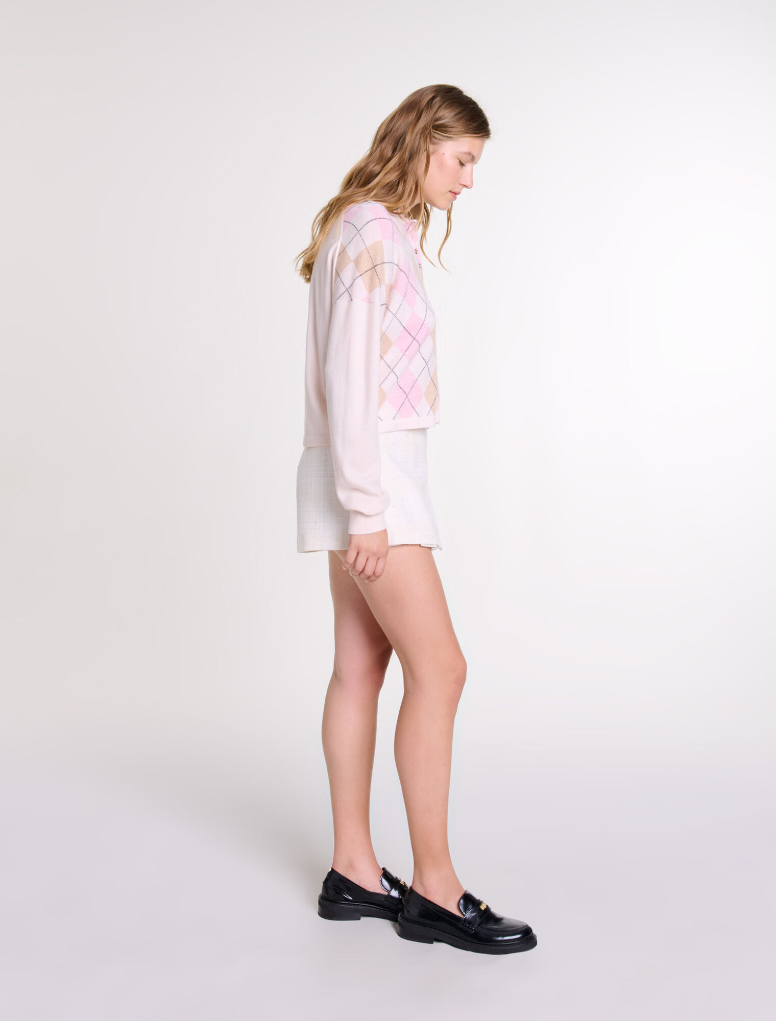 Maglione corto in lana mélange