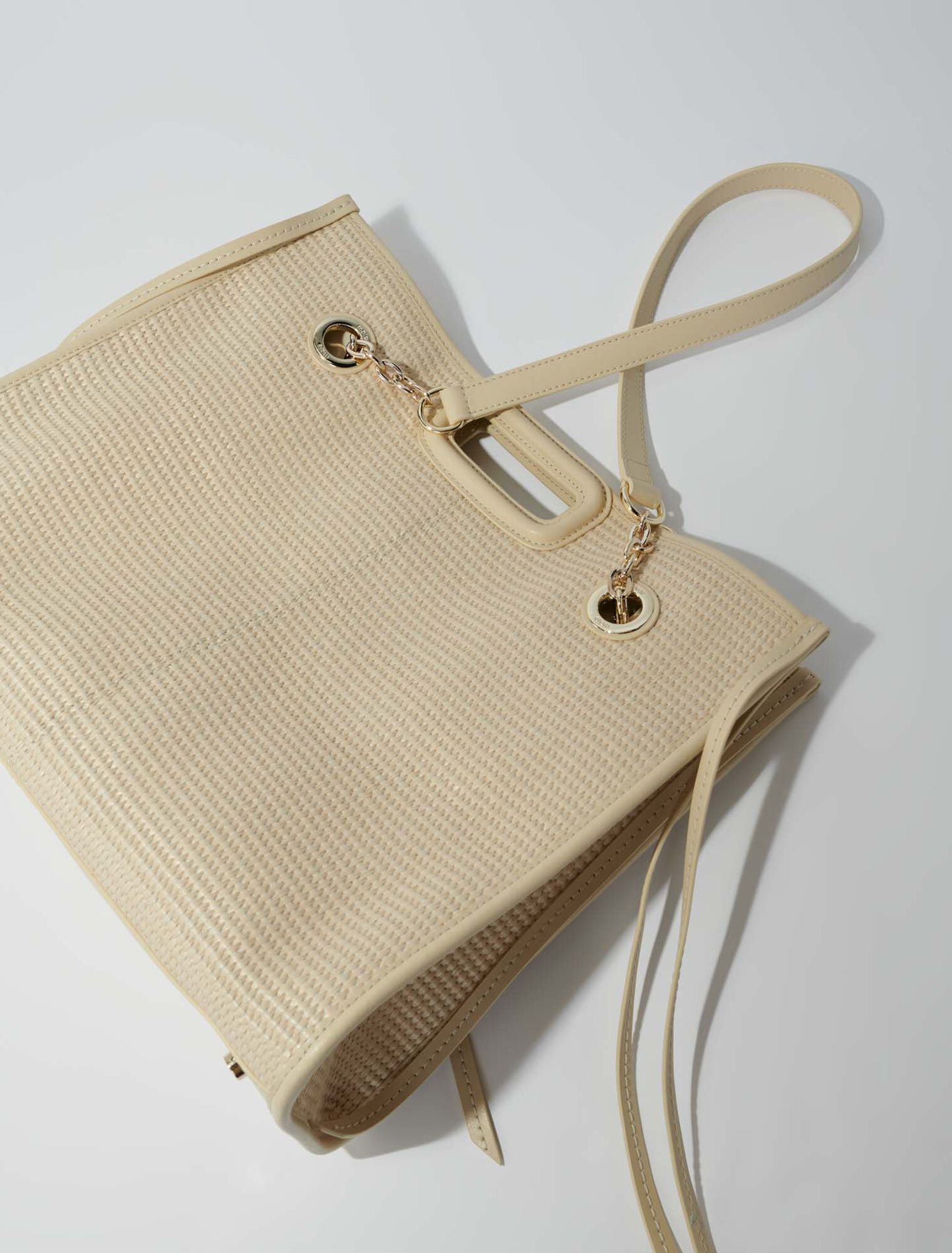 Tote bag in tessuto effetto rafia