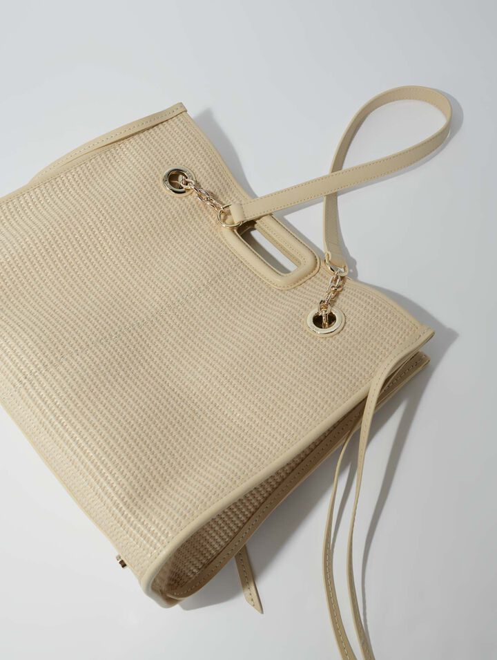 Tote bag in tessuto effetto rafia