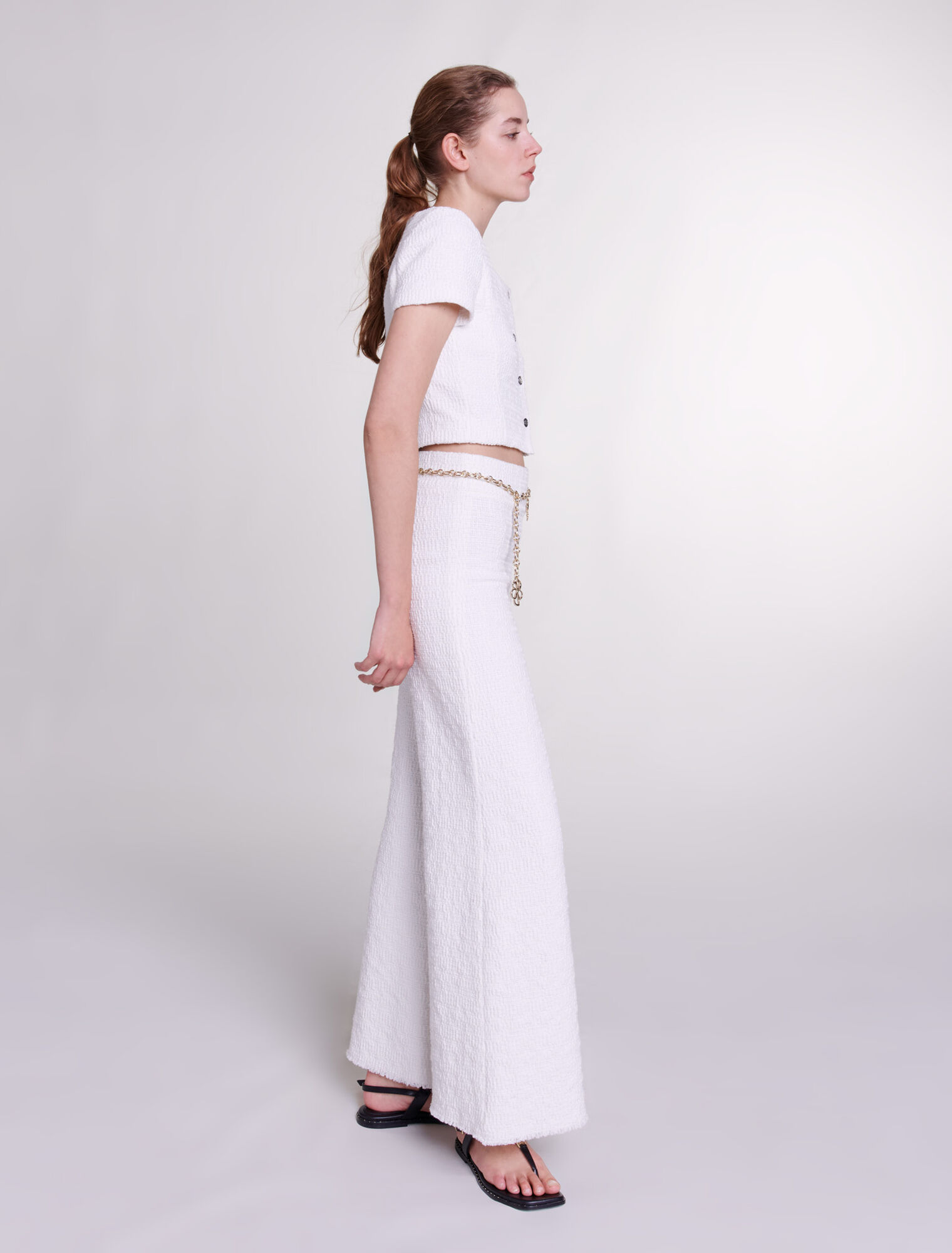 Pantaloni larghi in tweed