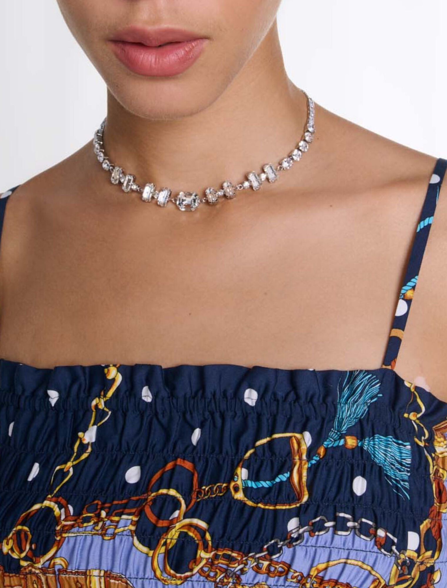 Top corto stampato a punto smock