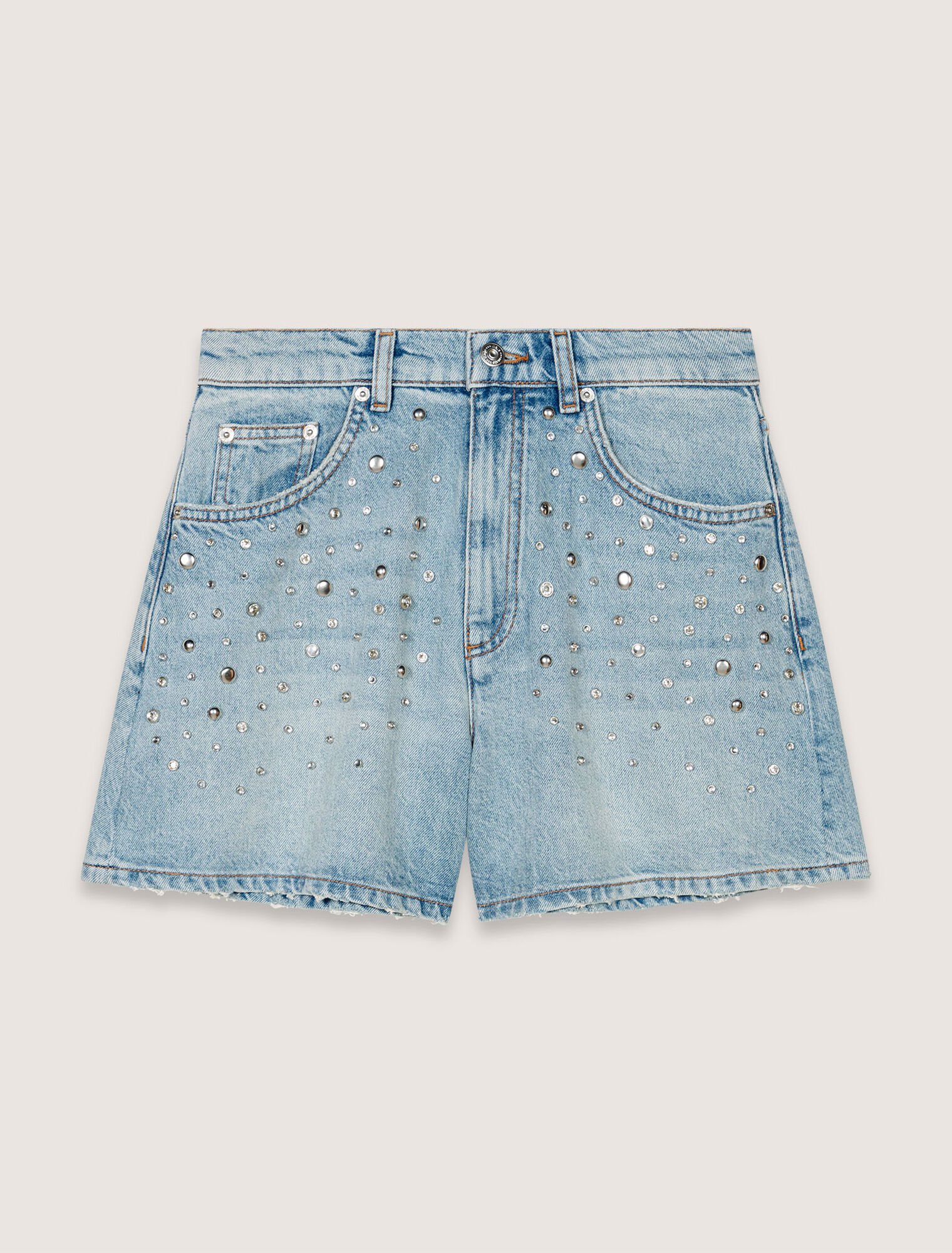 Shorts in denim con borchie