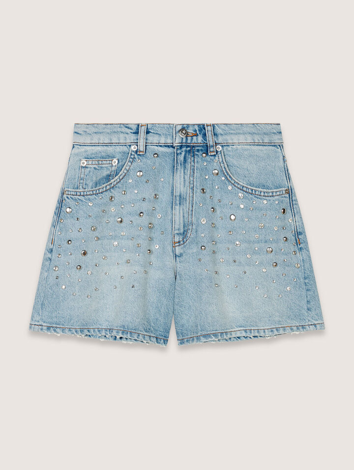 Shorts in denim con borchie