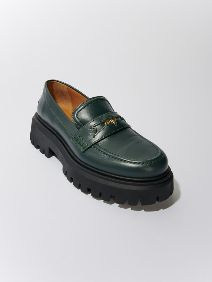 Mocassini con plateau in pelle