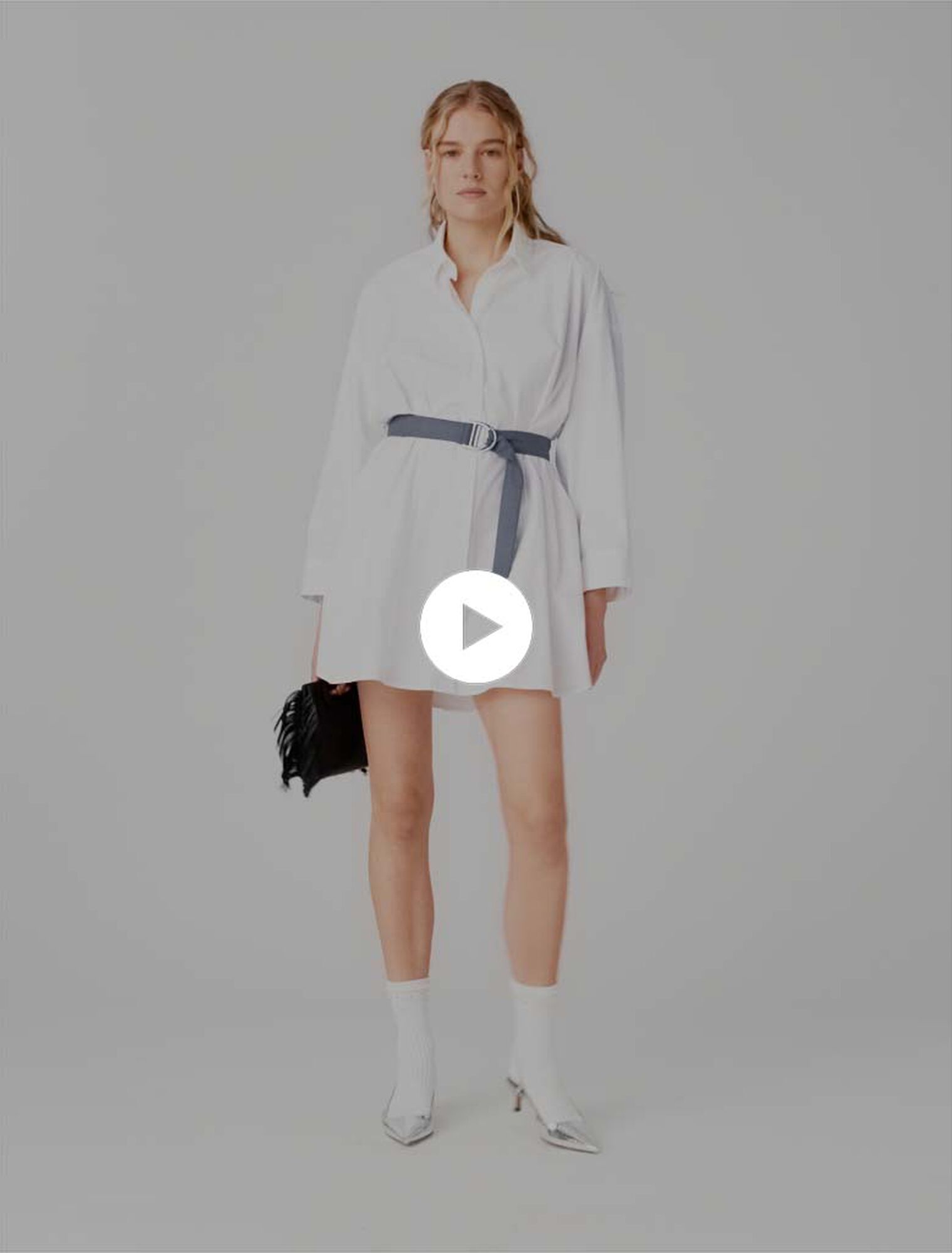 Abito camicia cintura a contrasto