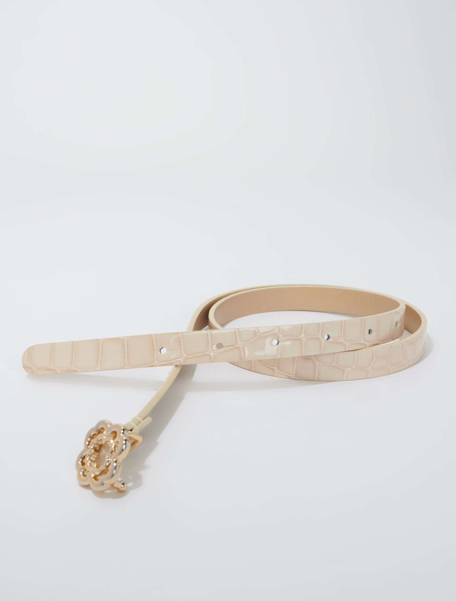 Cintura sottile pelle fibbia Clover