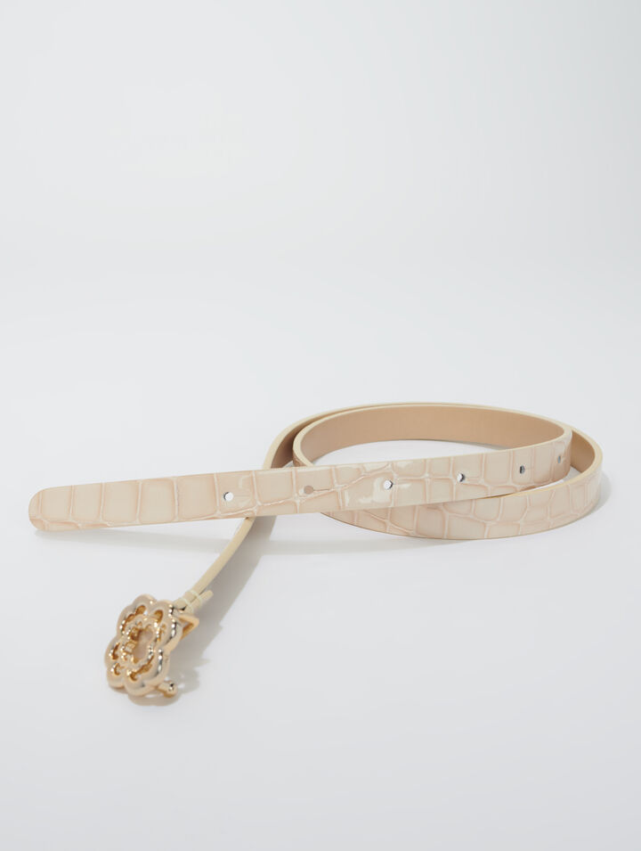 Cintura sottile pelle fibbia Clover