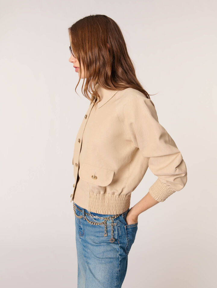 Giubbotto bomber in lino e cotone