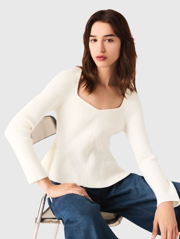 Pullover con vita peplum