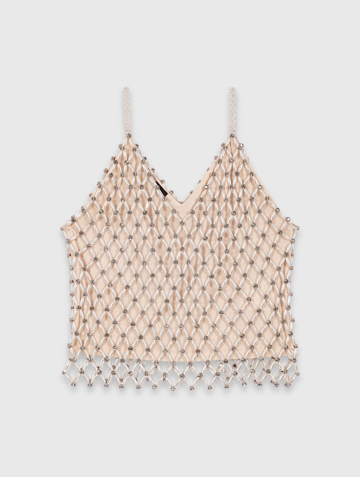 Top con perline foderato