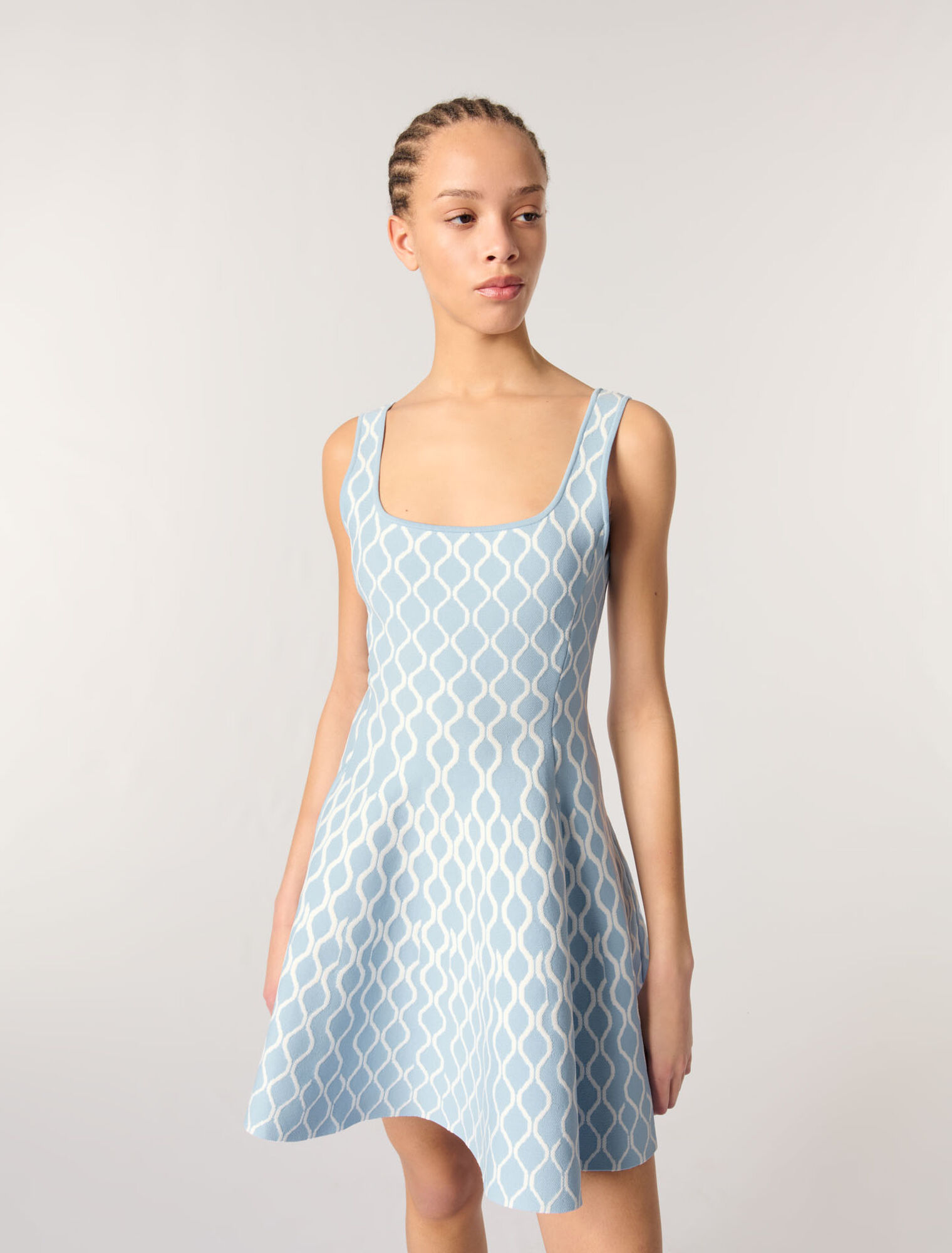 Abito corto in maglia jacquard