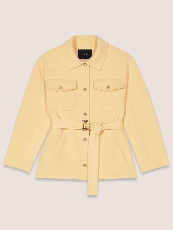 Cappotto corto double face cintura