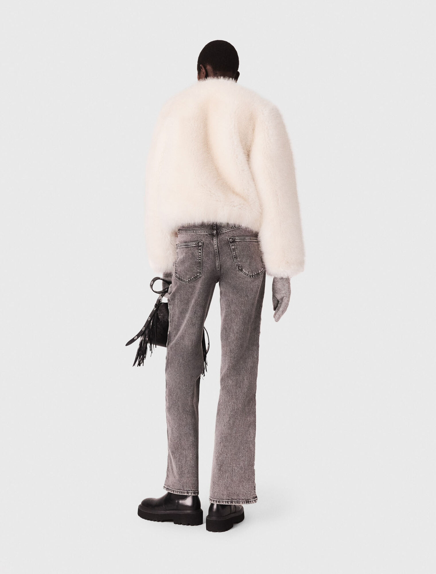 Jeans larghi con perle