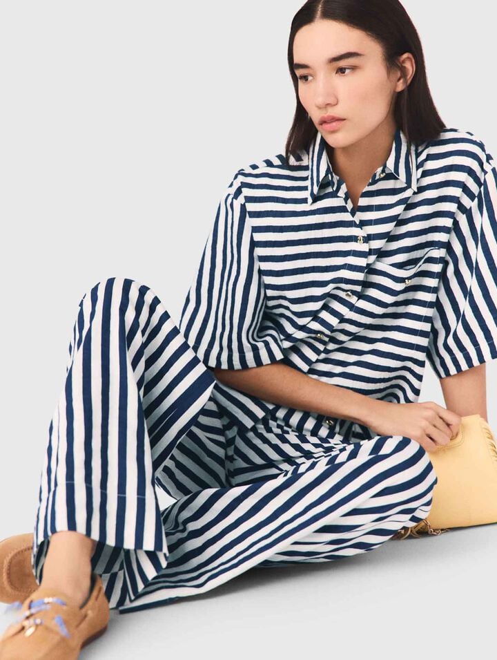 Camicia corta in misto lino