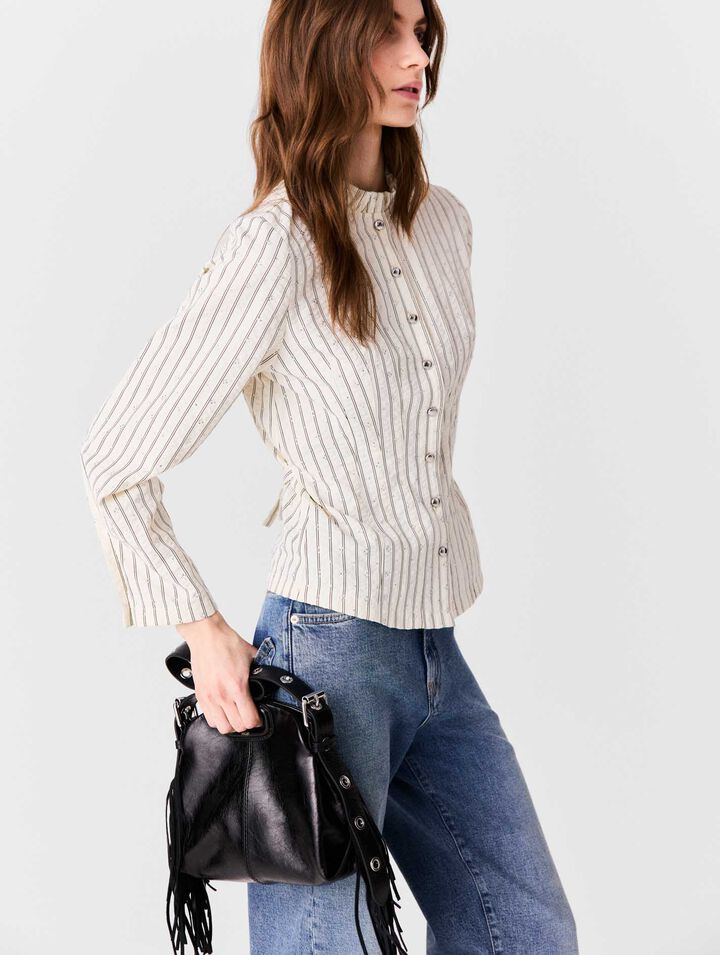 Camicia collo alto con strass