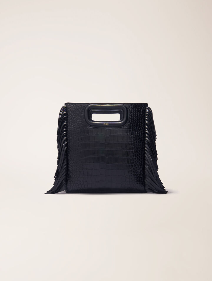 Borsa M in pelle effetto coccodrillo