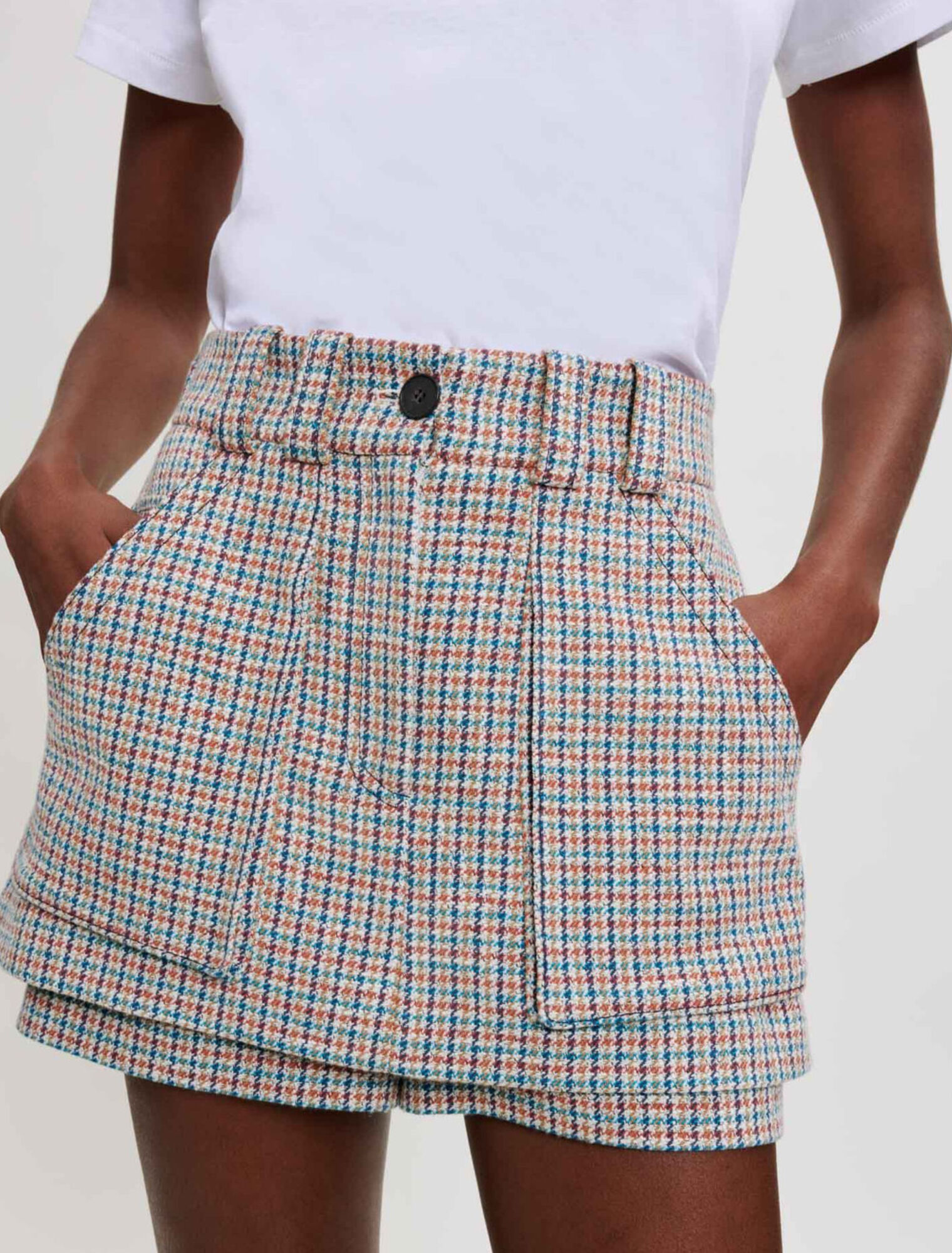 Pantalonci con motivo pied-de-poule