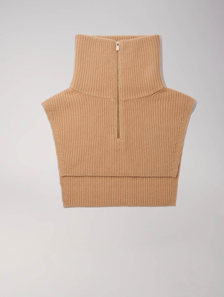 Collo con zip in lana e cashmere