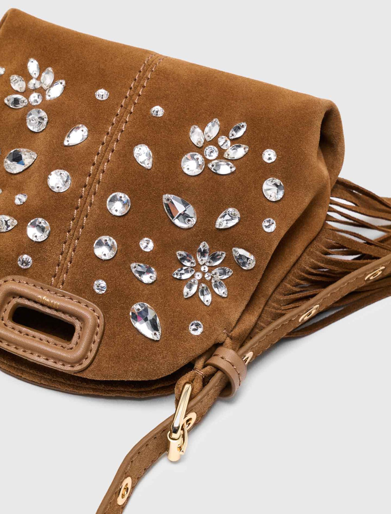 Borsa Miss M in micro suede con strass