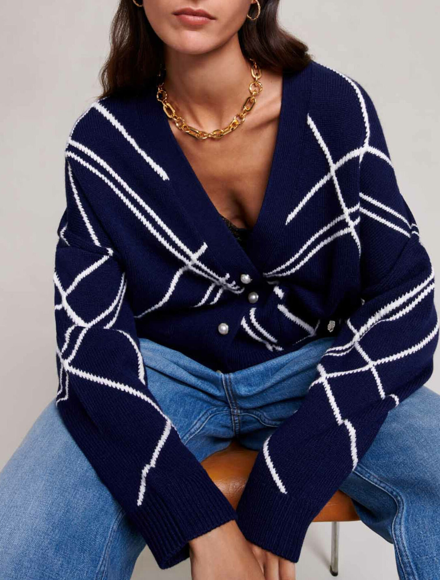 Cardigan in maglia a righe