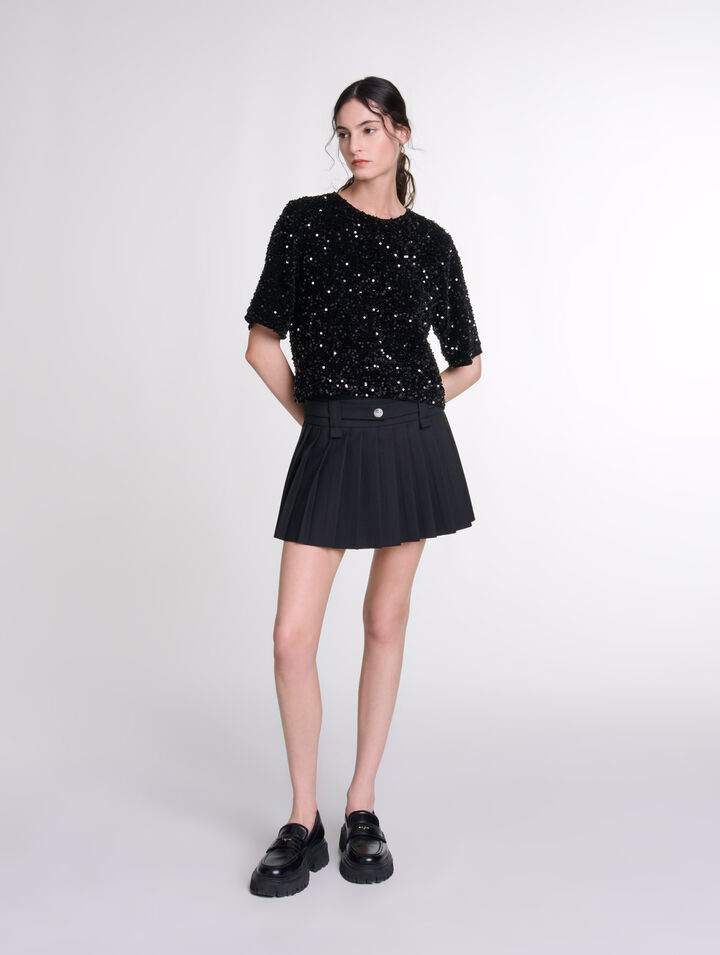 Top in velluto con paillettes