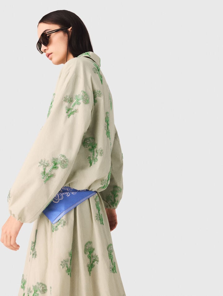 Bomber in tessuto tecnico ricamato