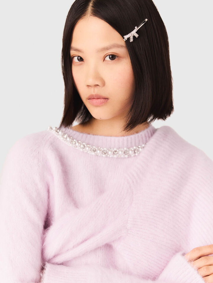 Fermaglio con fiocco in strass